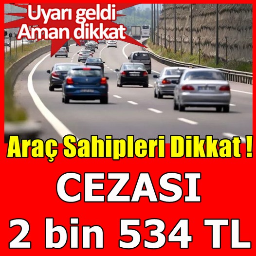Araç Sahipleri Dikkat Cezası 2 bin 534 TL